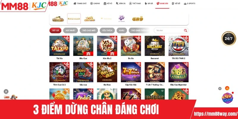 3 điểm dừng chân đáng chơi tại game bài MM88