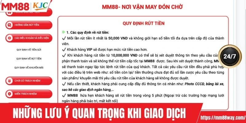 Những lưu ý quan trọng khi giao dịch
